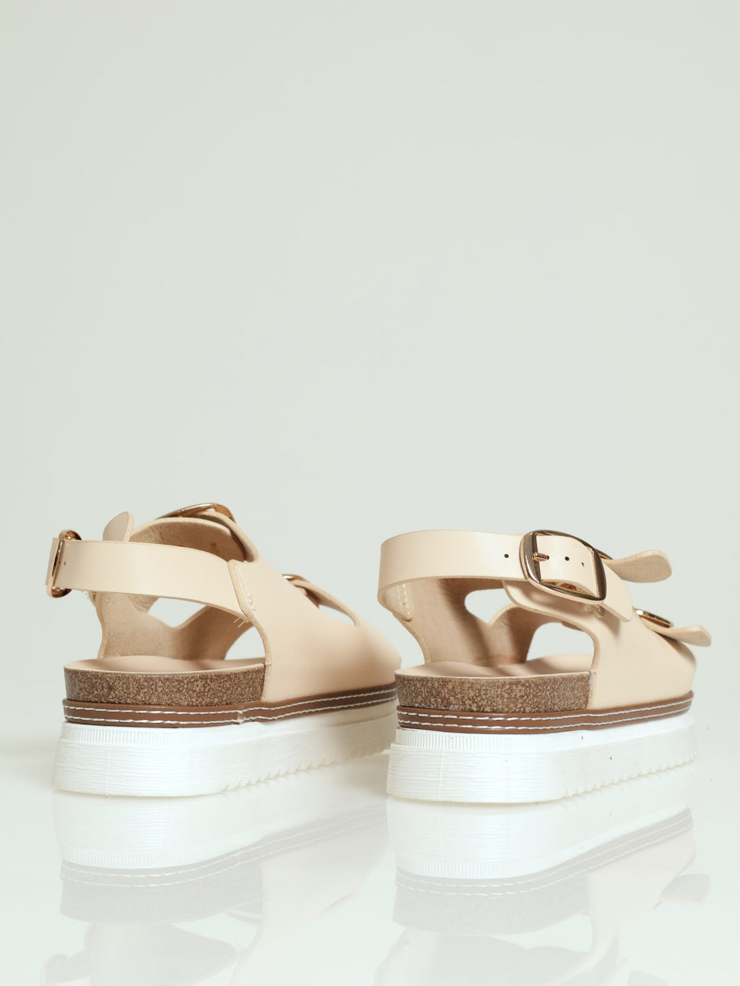 Jaden  Backstrap Birkie Platform Sandal - Nude