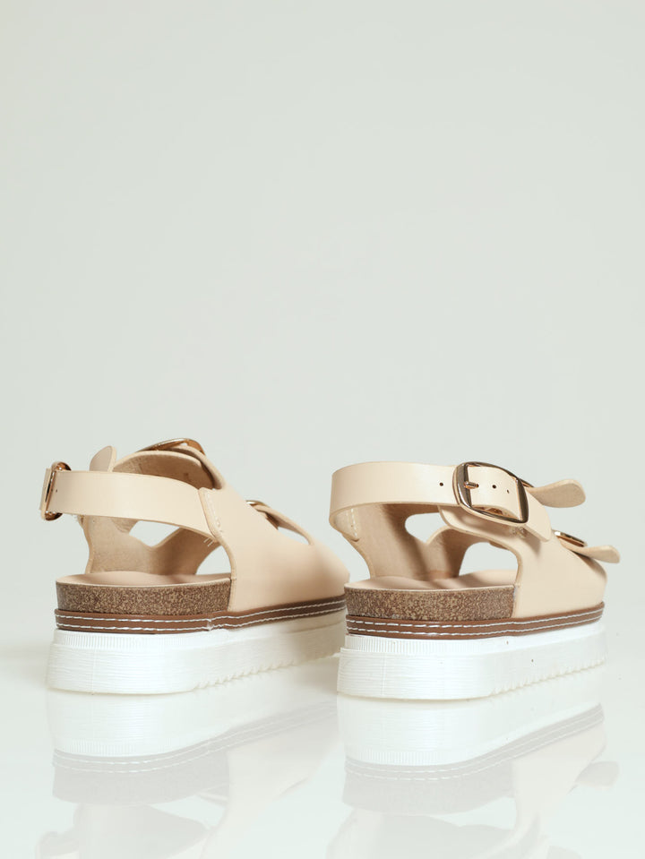 Jaden  Backstrap Birkie Platform Sandal - Nude