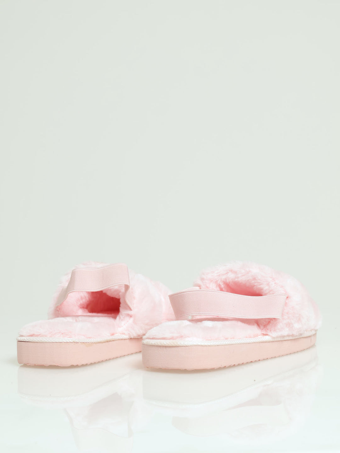 Slingback Plush Double Band Mule Slipper - Pink