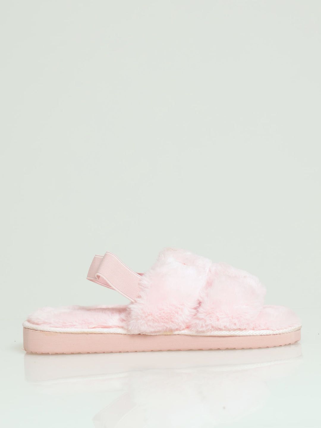 Slingback Plush Double Band Mule Slipper - Pink