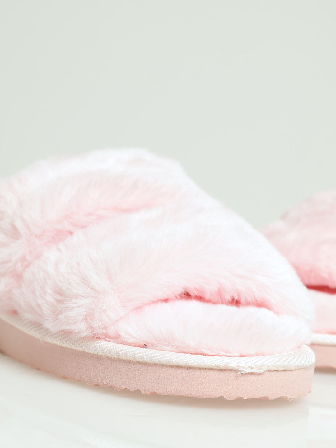 Slingback Plush Double Band Mule Slipper - Pink