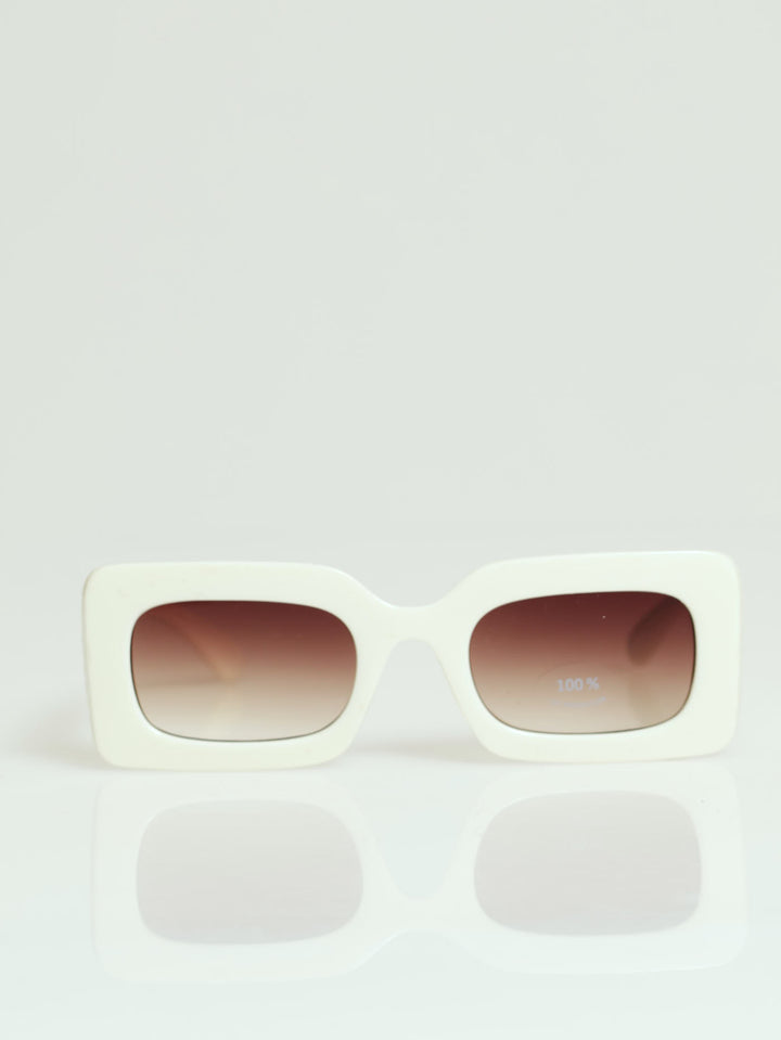 Rectangular Smoke Lense Sunglasses - Cream