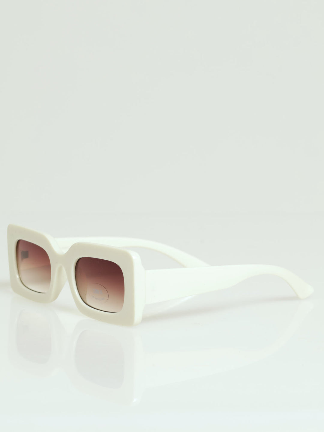 Rectangular Smoke Lense Sunglasses - Cream