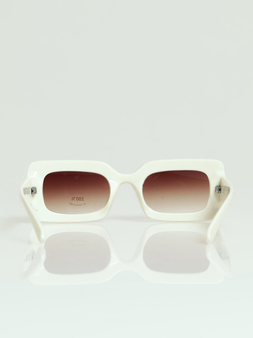 Rectangular Smoke Lense Sunglasses - Cream