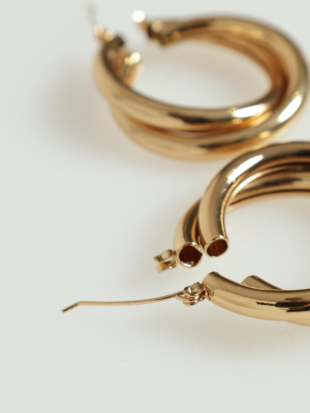 Double Tube Hoop Earring - Gold