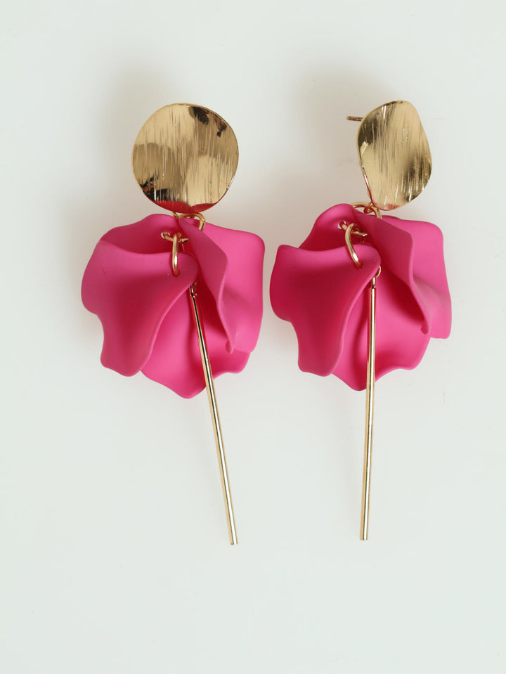 Floral Drop Earring - Magenta