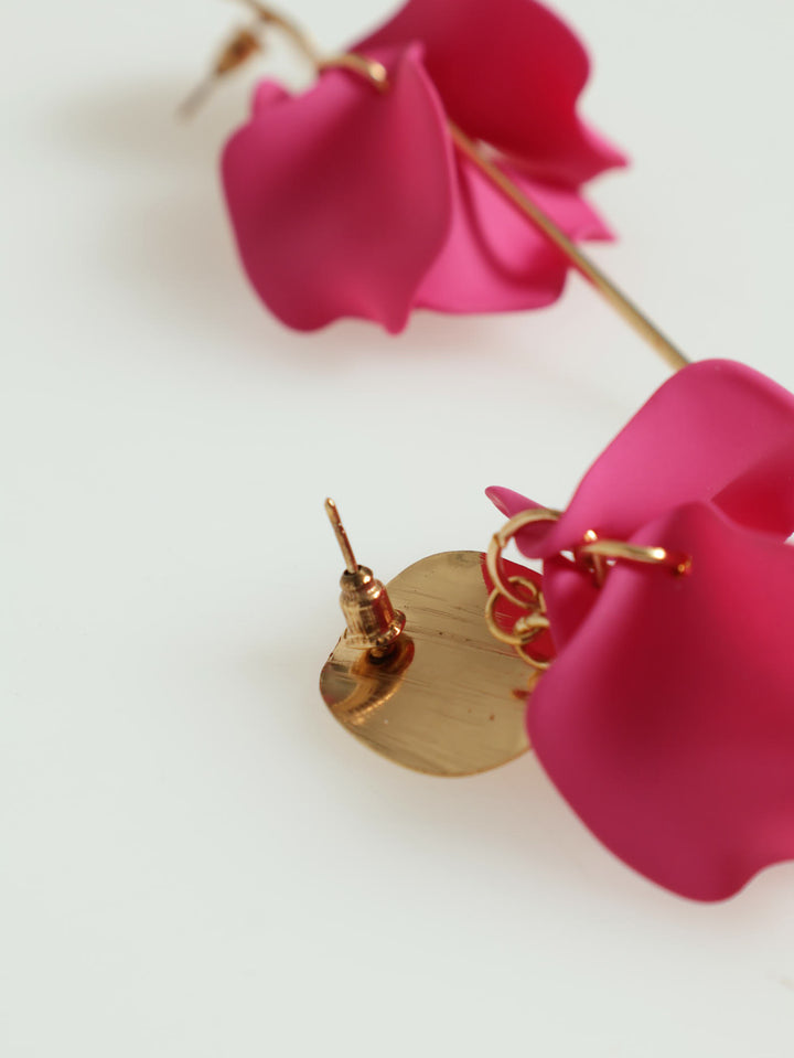 Floral Drop Earring - Magenta