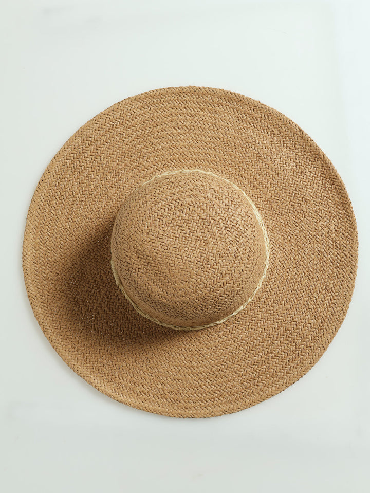 Floral Embroidery Straw Hat - Stone