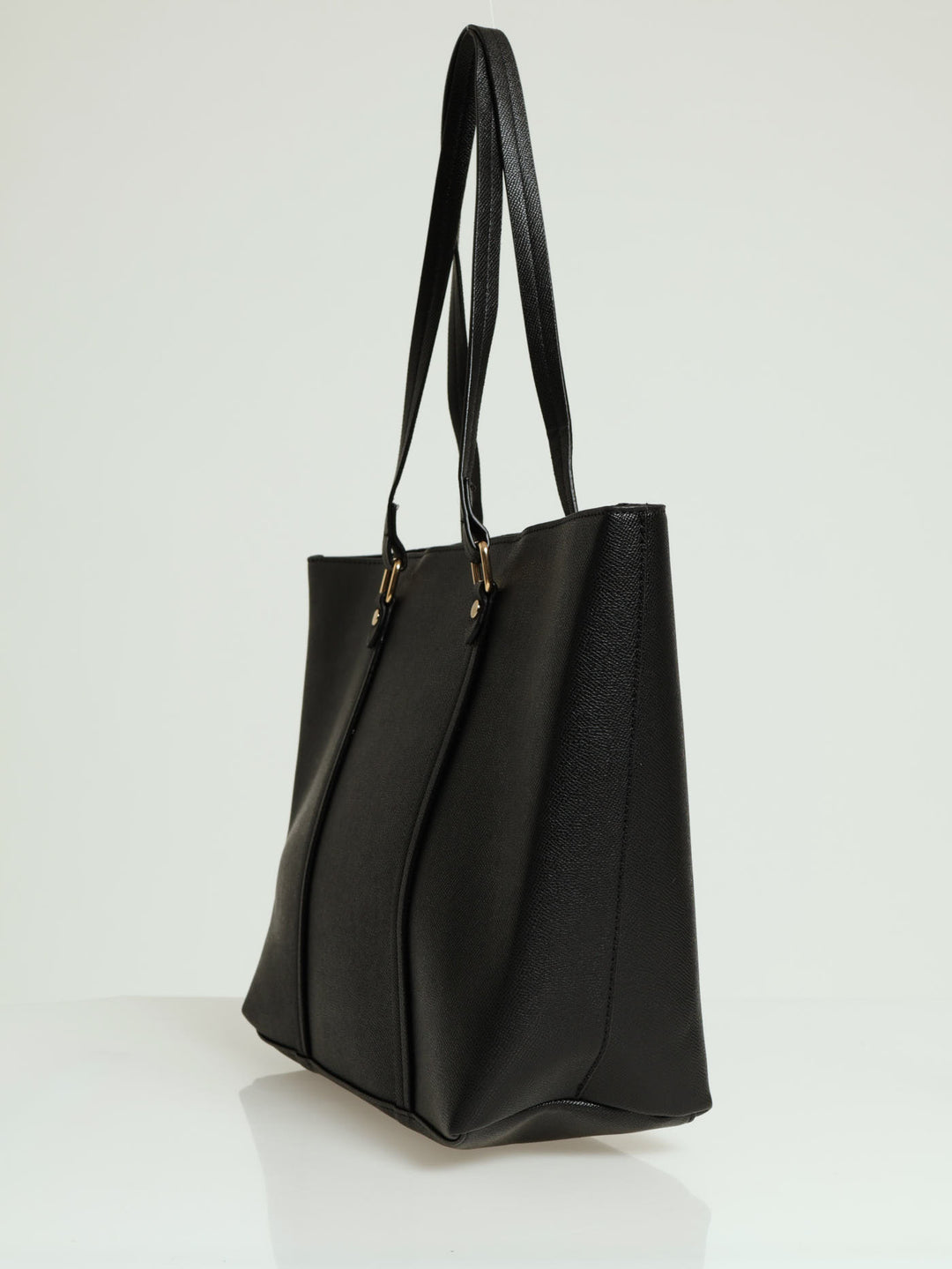 Gold Buckle Pebble Shopper Bag - Black