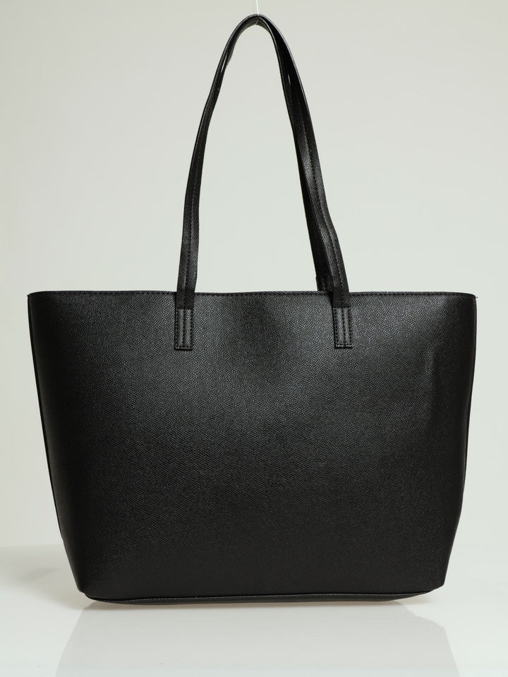 Gold Buckle Pebble Shopper Bag - Black