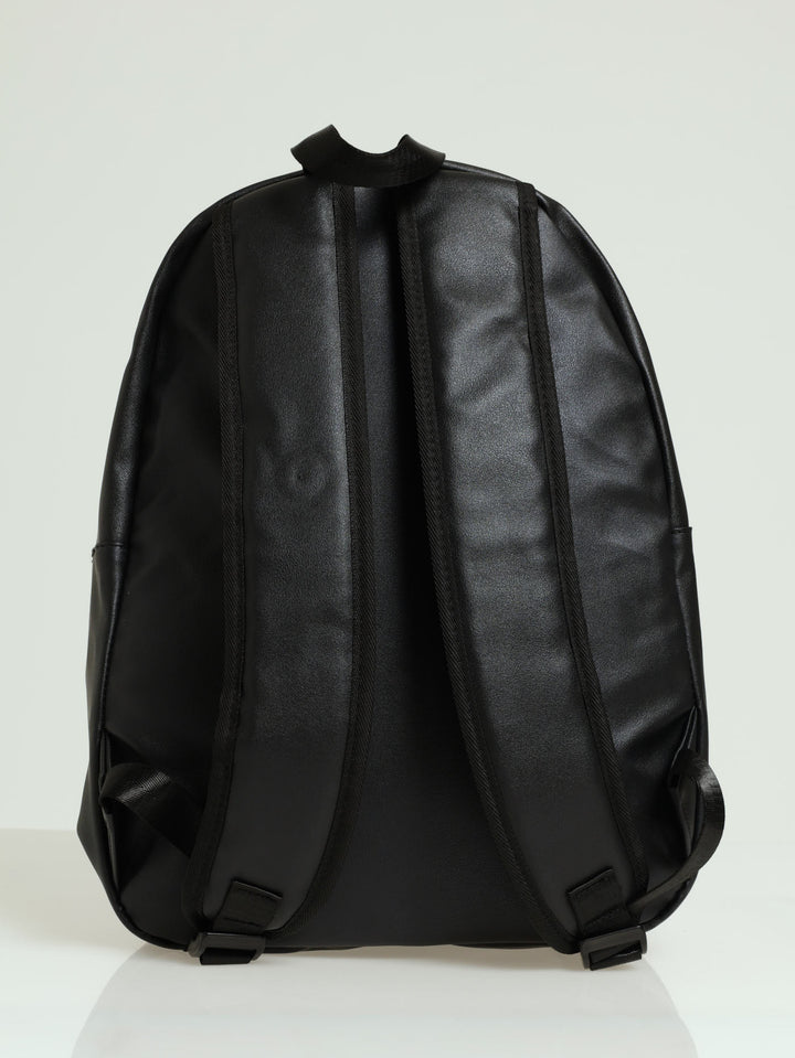 PU Backpack with Front Pouch - Black