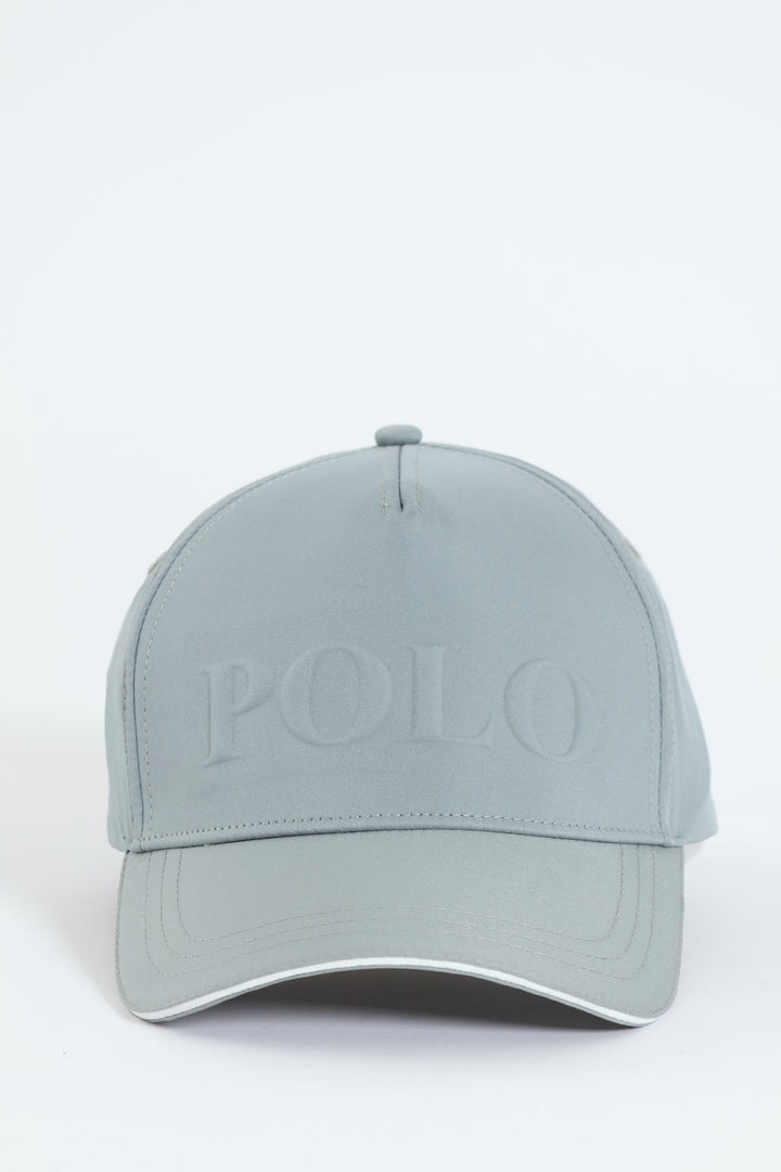 Embossed 5 Panel Peak Cap - Grey