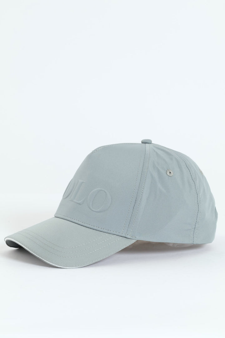 Embossed 5 Panel Peak Cap - Grey