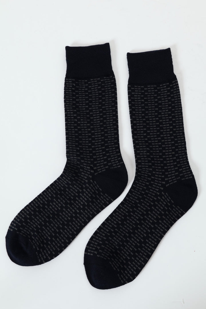 Single Jacquard Socks - Navy