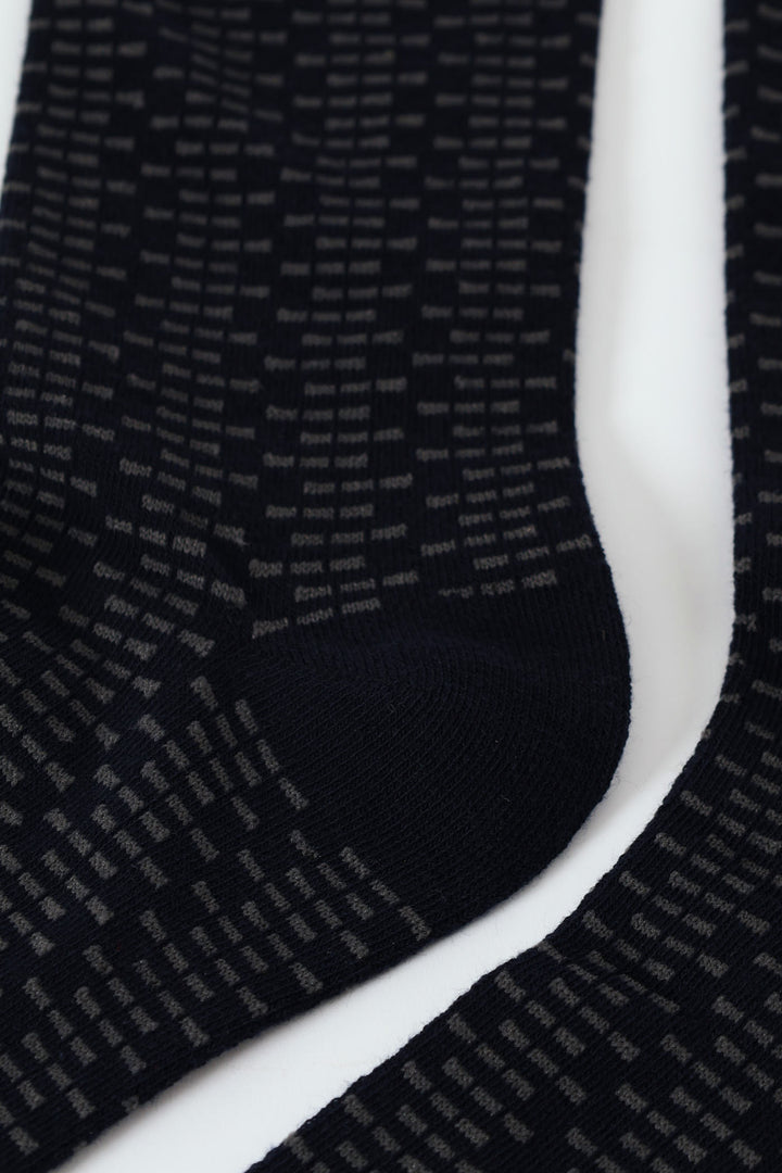 Single Jacquard Socks - Navy