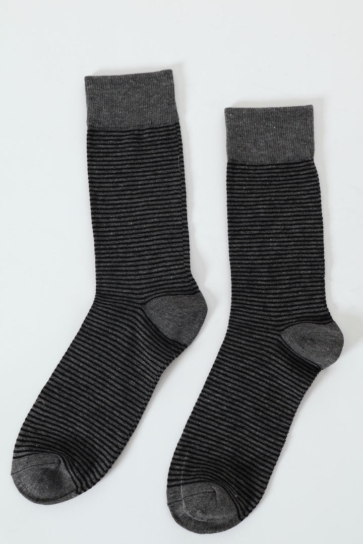 Single Thin Stripe Ankle Socks - Black/Grey