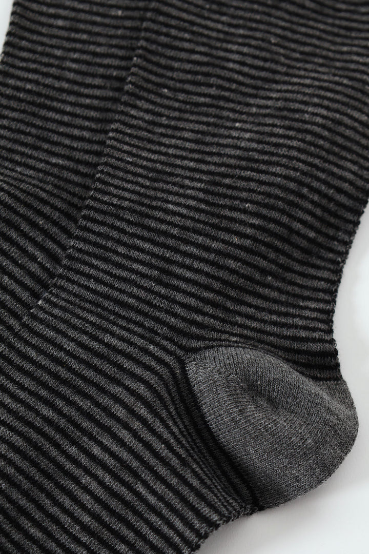 Single Thin Stripe Ankle Socks - Black/Grey