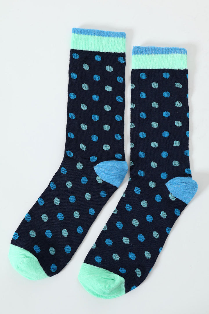 Single Dot Anklet Socks - Blue/Navy