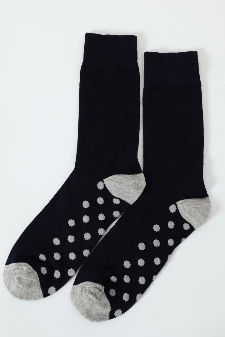 Single Spot Foot Anklet Socks - Navy/Grey