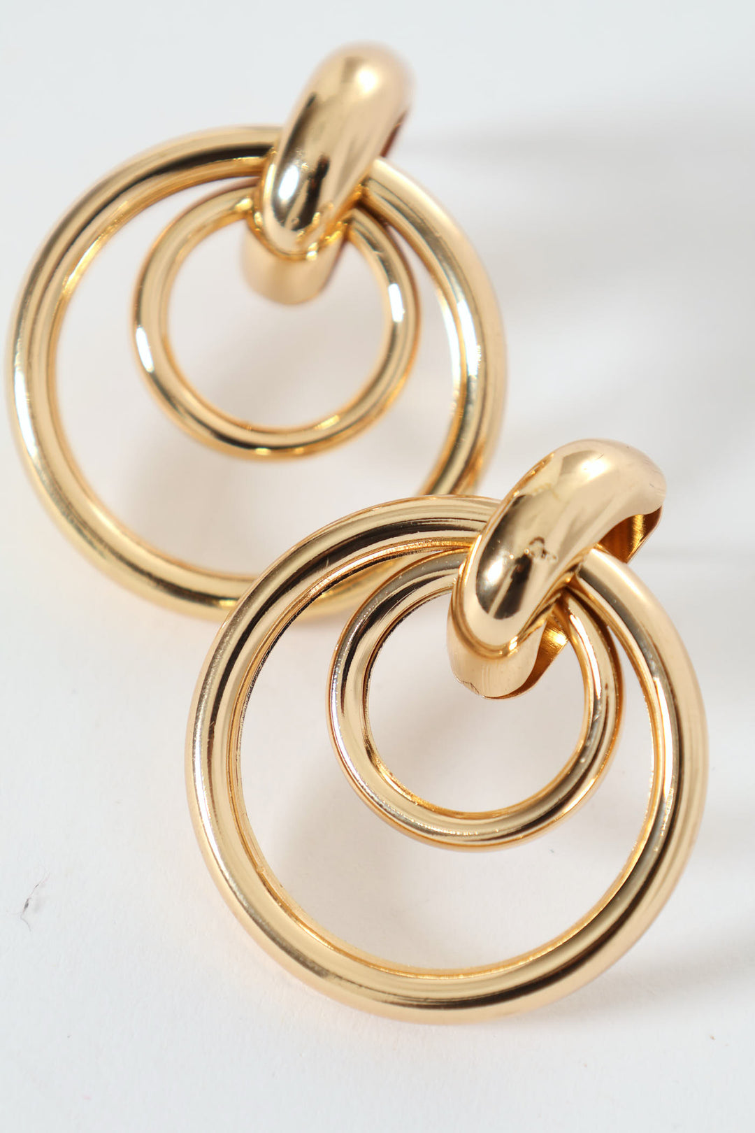 Double Ring Drop Earring - Gold