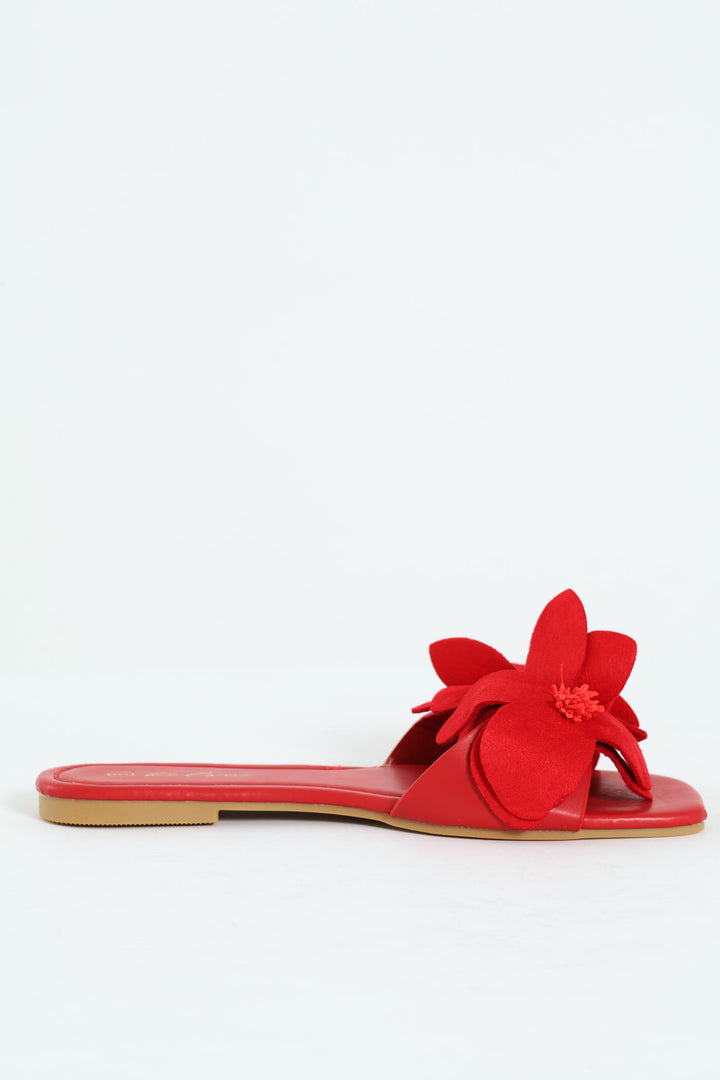 Flower Trim Sandal - Red