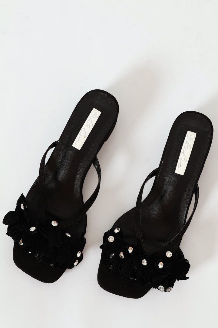 Bougainvillea Mule Sandal - Black