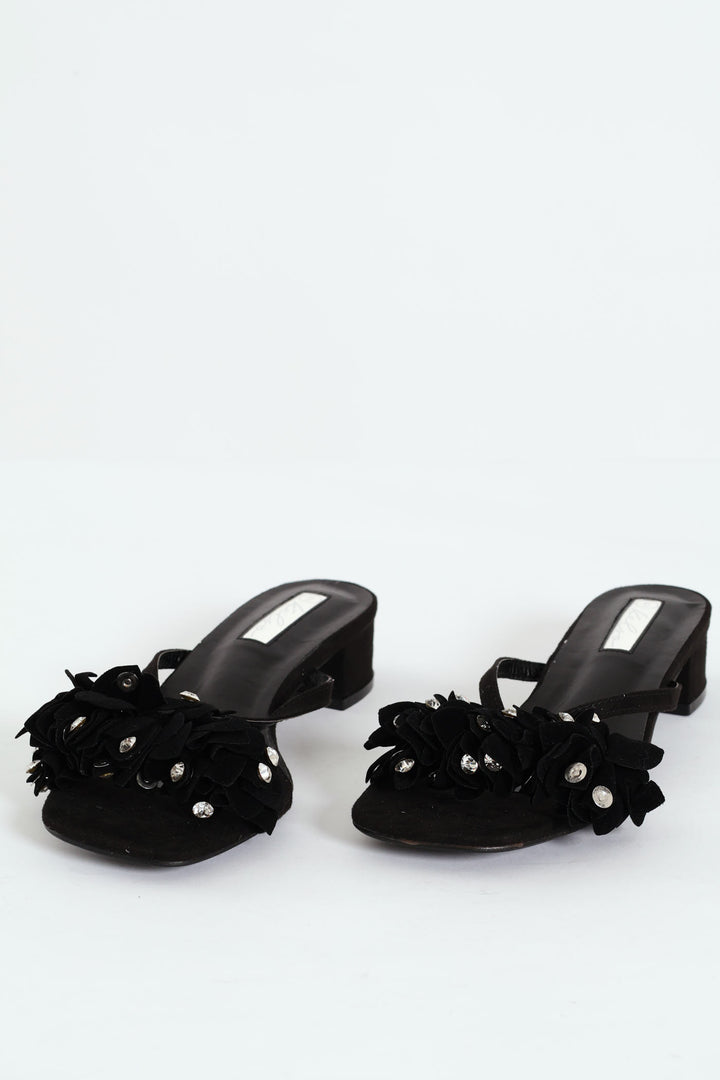 Bougainvillea Mule Sandal - Black