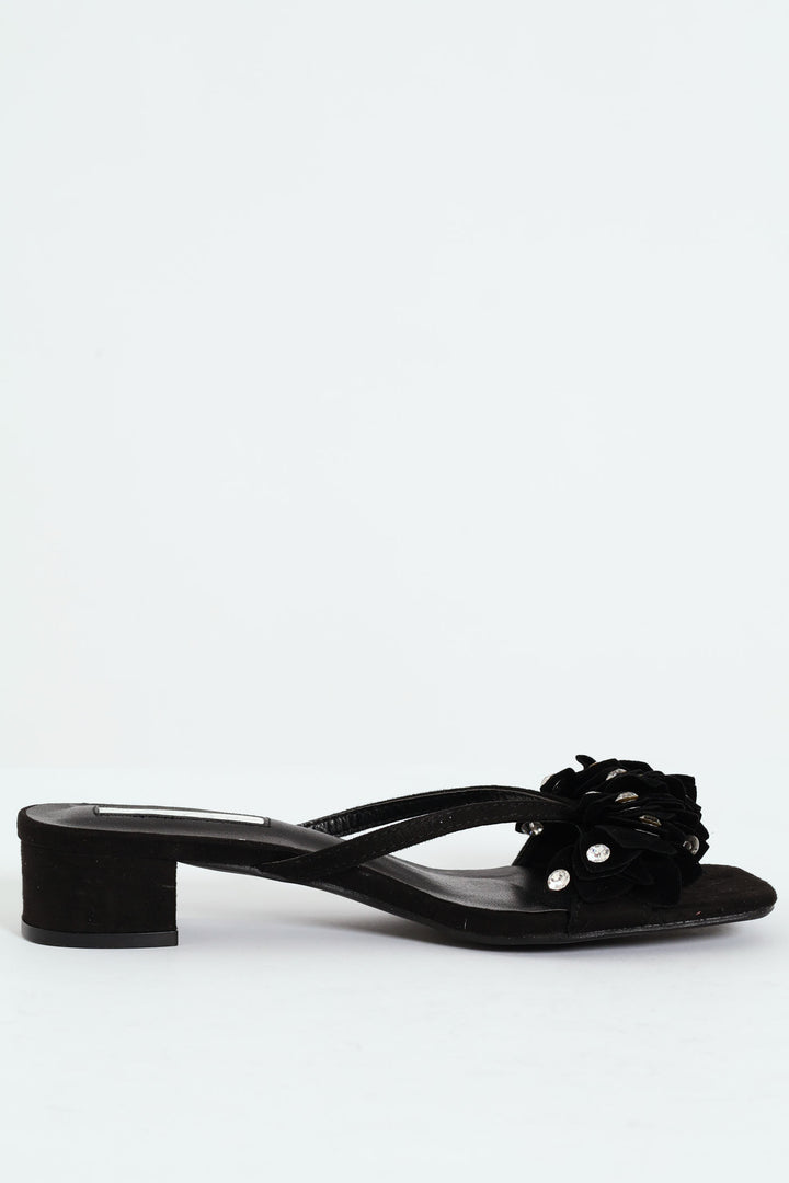 Bougainvillea Mule Sandal - Black