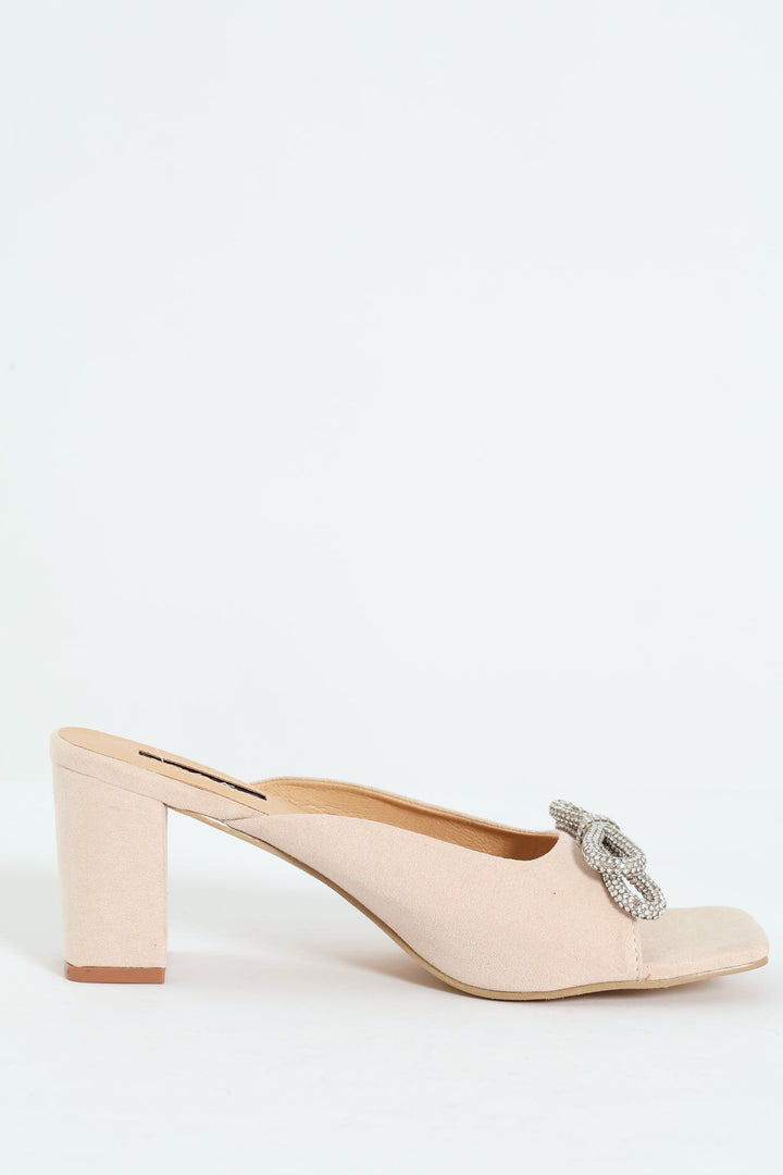 Square Shaped Vamp Mule Heel - Natural