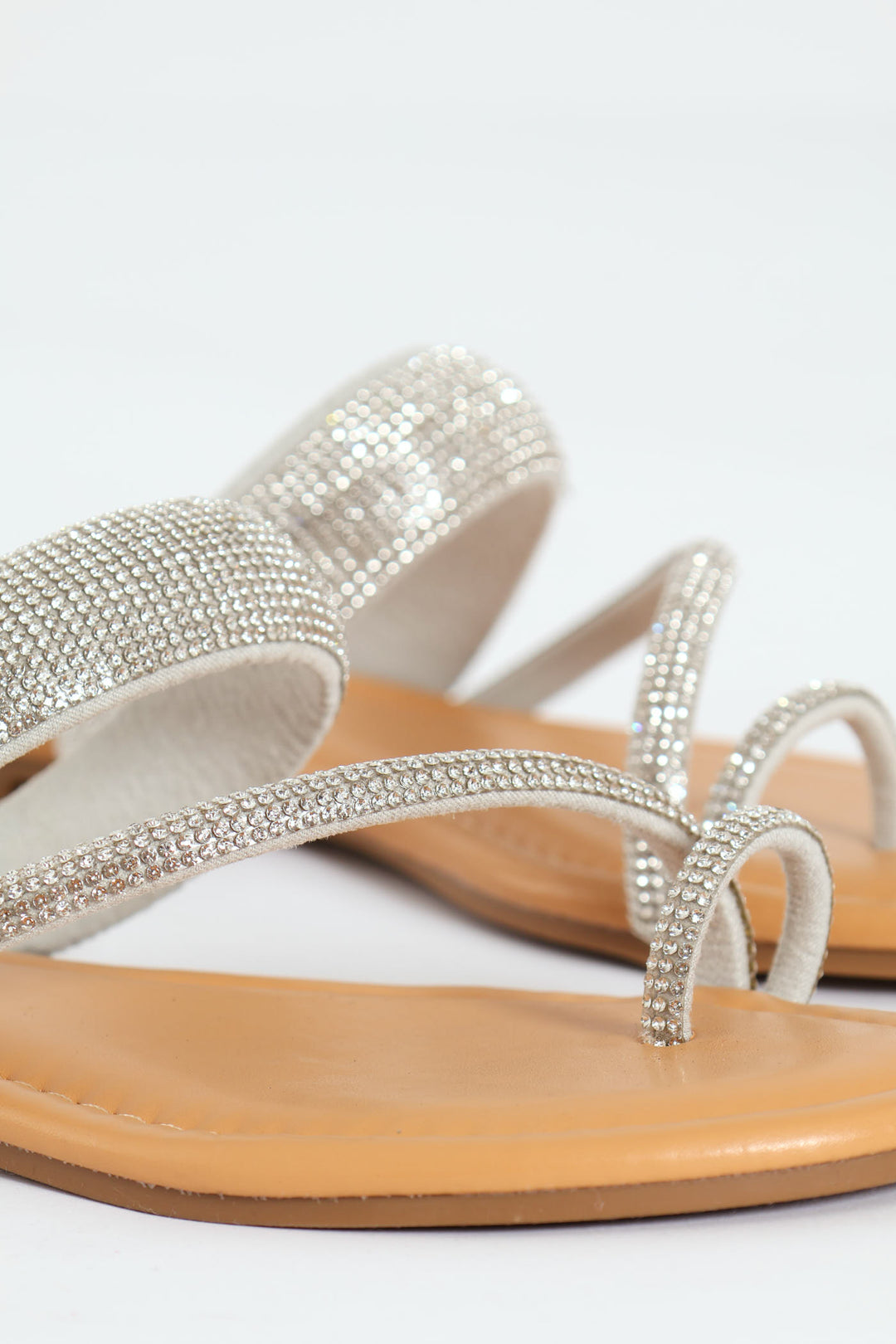 Diamante Toe Post Sandal - Silver