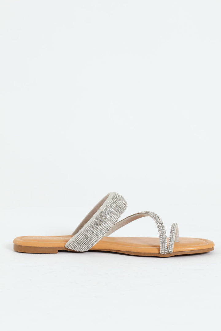 Diamante Toe Post Sandal - Silver