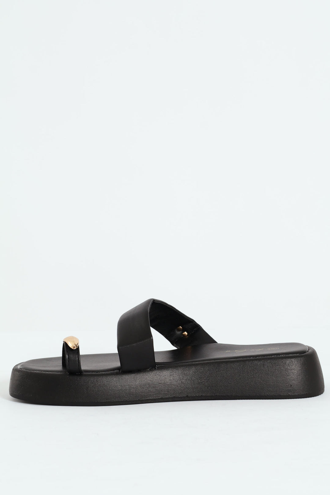 Metal Trim Toe Post Crosstrap Sandal - Black