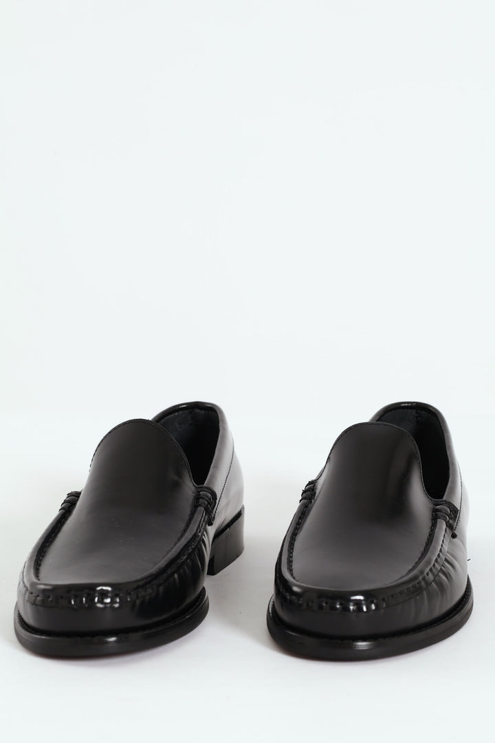 Hi Shine Plain Upper Mocassin - Black