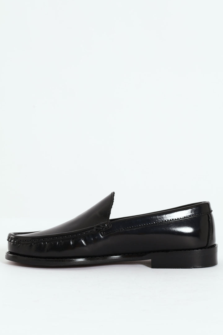 Hi Shine Plain Upper Mocassin - Black