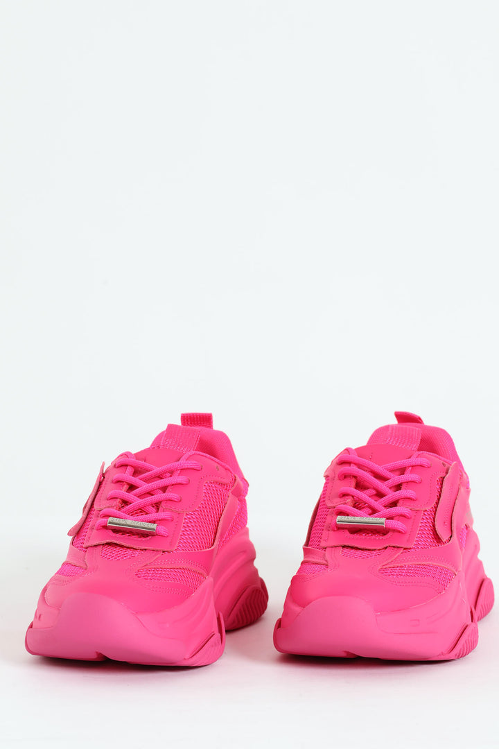 Possession Lace Up Chunky Sportie Sneaker - Fuchsia