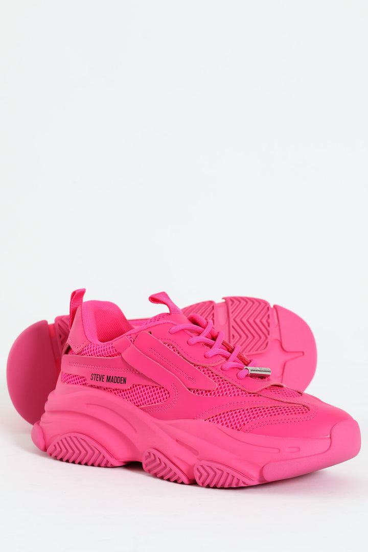 Possession Lace Up Chunky Sportie Sneaker - Fuchsia