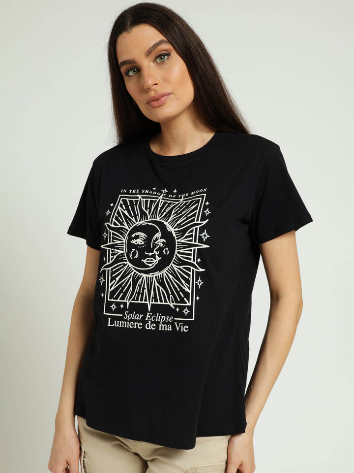 Sun & Moon Framed Regular Tee - Black