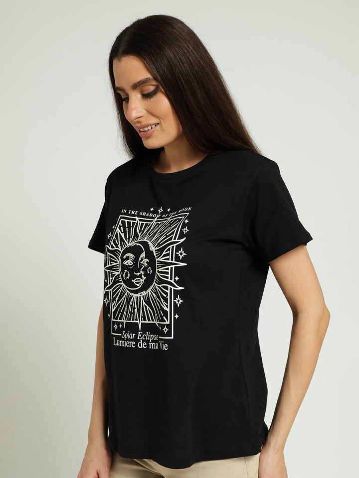 Sun & Moon Framed Regular Tee - Black