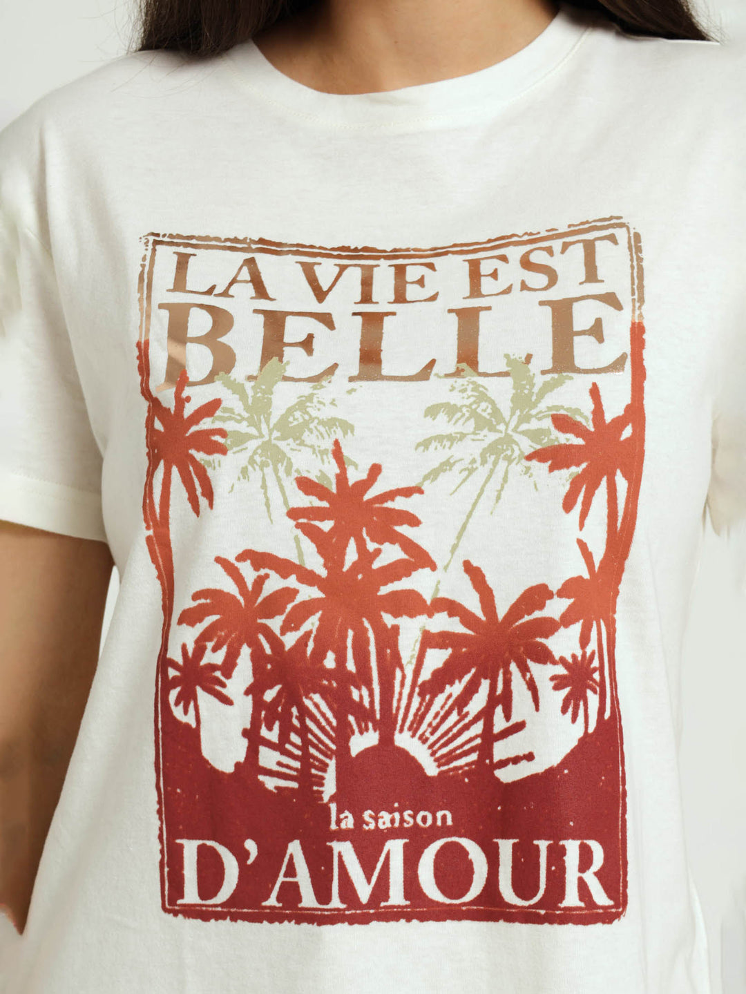 La Vie Palms Frame Regular Tee - Snow White