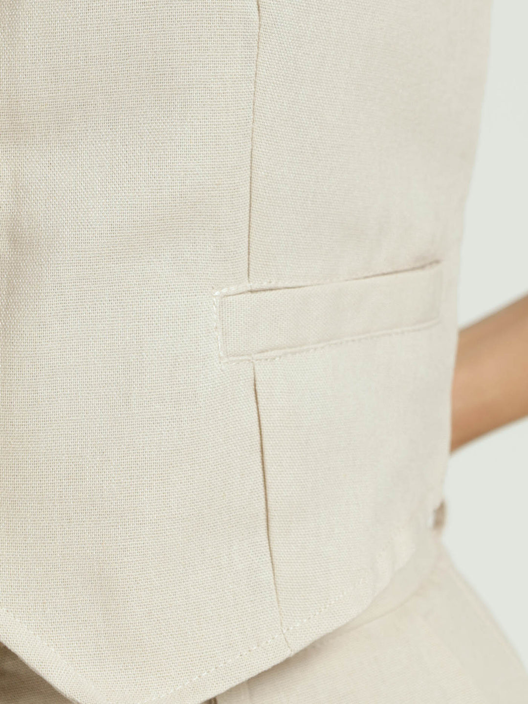 Sleeveless Linen Waistcoat - Oatmeal Melange