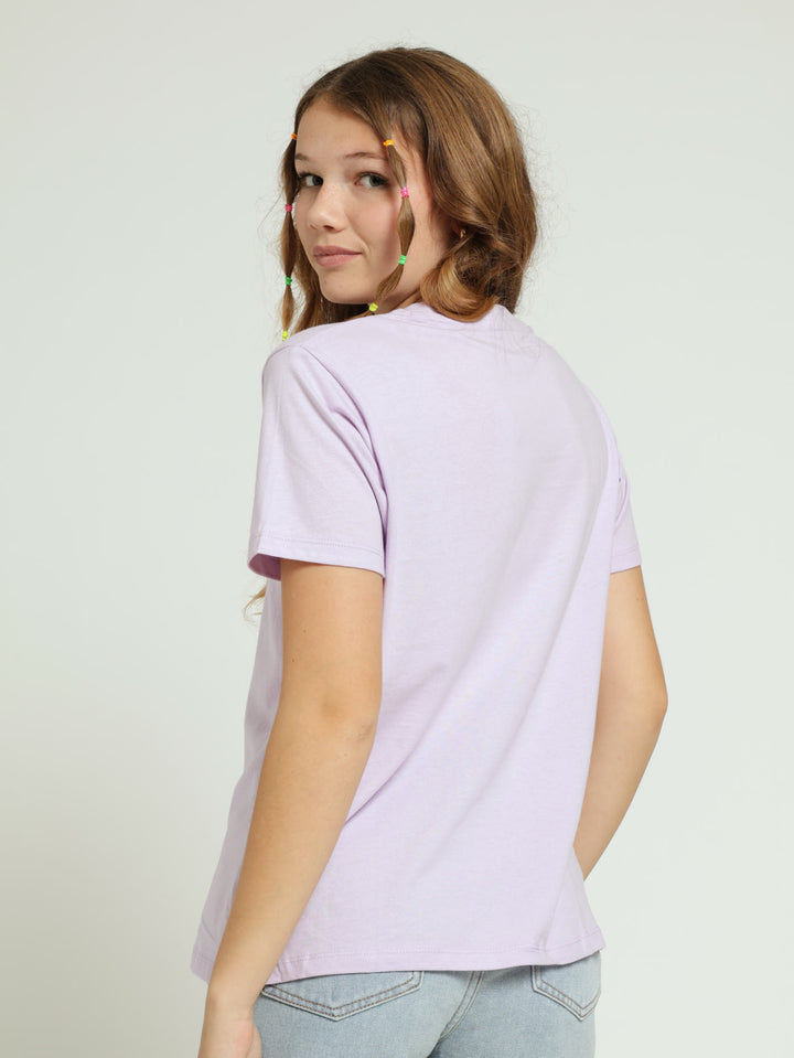 Girls Holographic Print Tee - Lilac Pearly