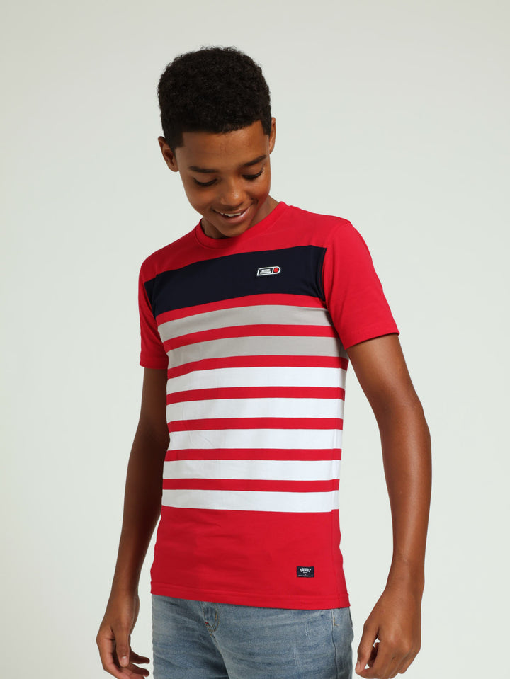 Boys Striped Tee - Red