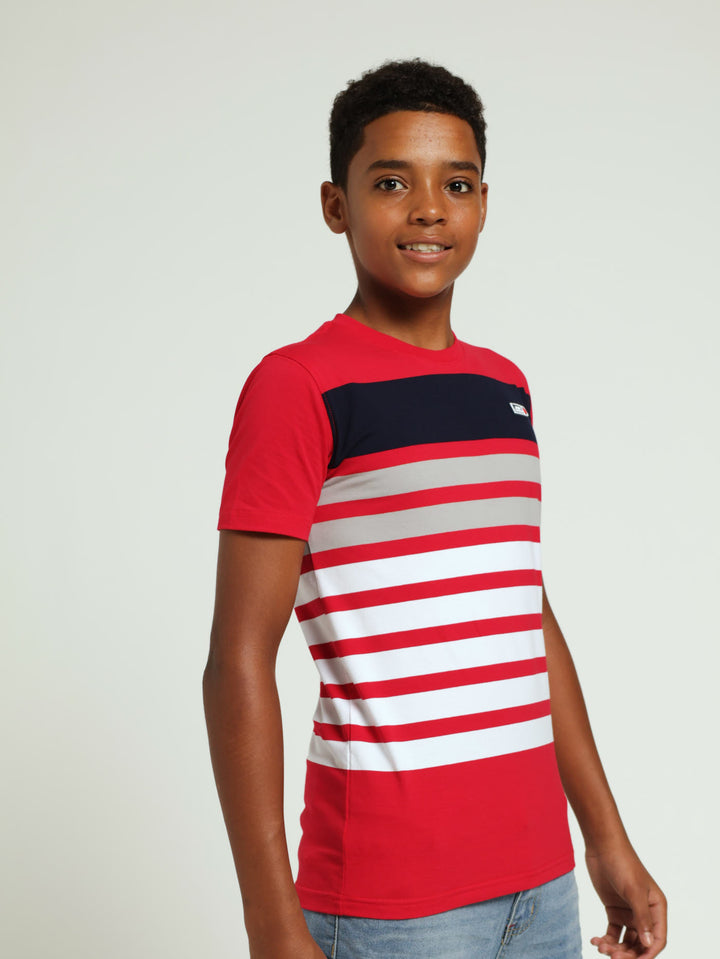 Boys Striped Tee - Red