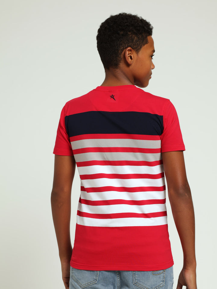 Boys Striped Tee - Red