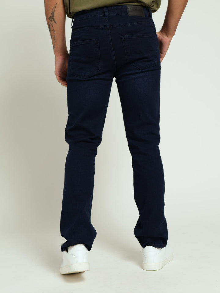 Straight Stretch Denim Jean - Blue/Black