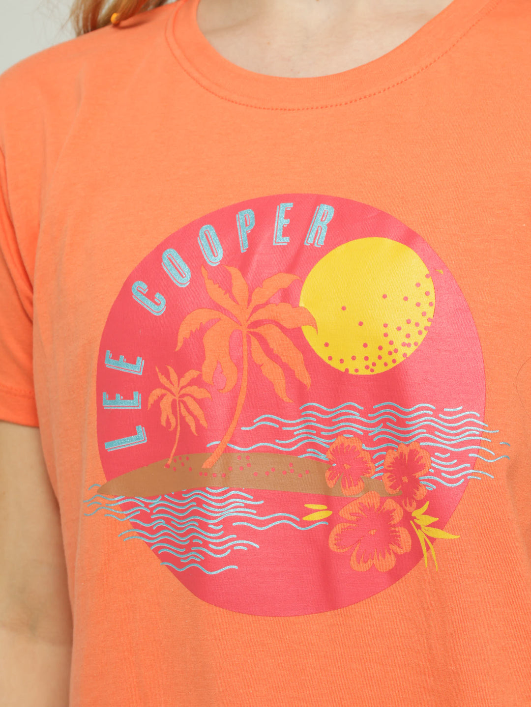 Girls Foil Summer Print Tee - Peach