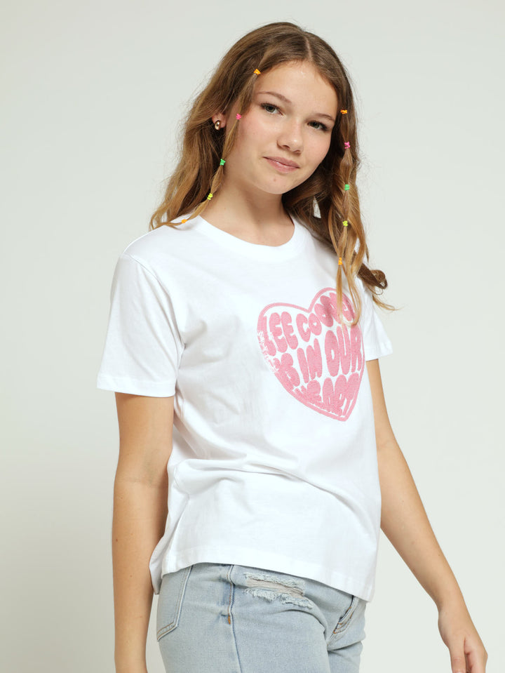 Girls Sequins Print Tee - White