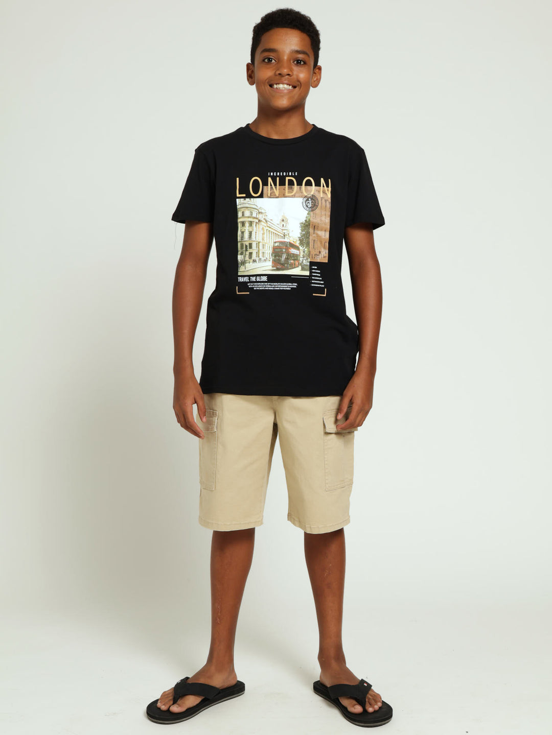 Boys City Print Tee - Black