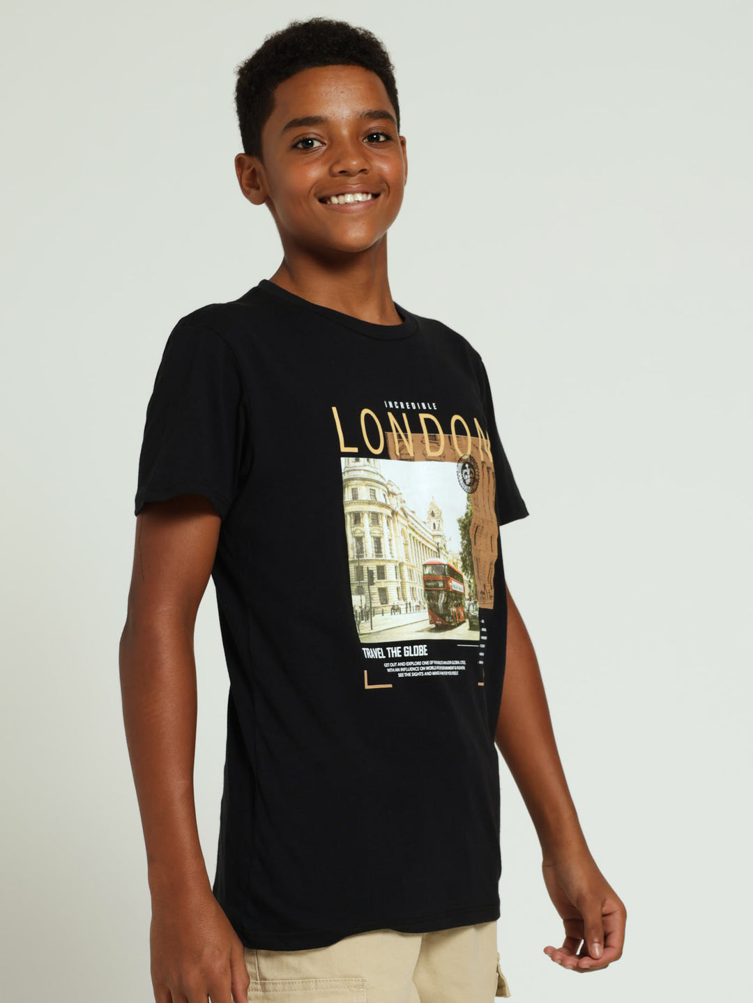 Boys City Print Tee - Black