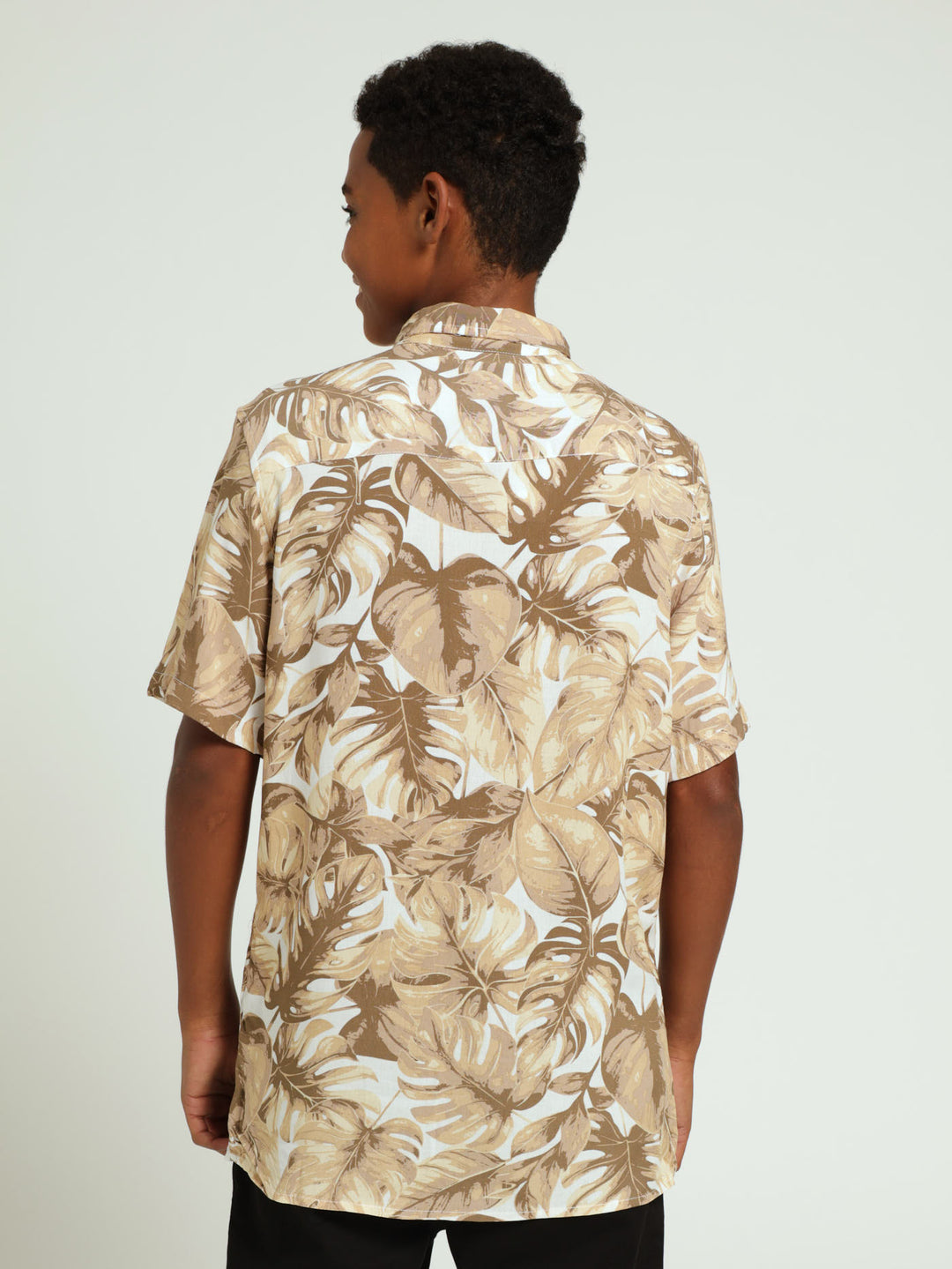 Boys Floral Viscose Shirts - Stone